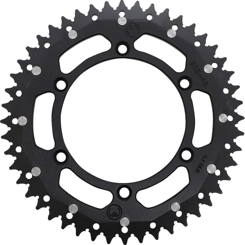 Corona bimaterial de aluminio y acero 48 dientes paso 520 negra Moose Racing - 1210-808-48-10X