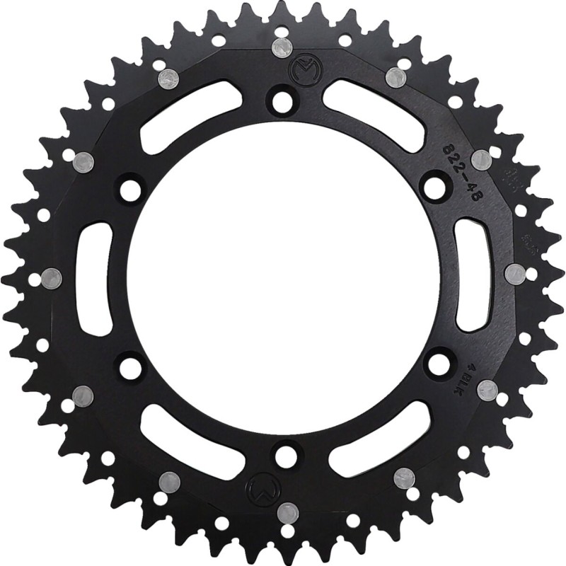 Corona bimaterial de aluminio y acero 48 dientes paso 520 negra Moose Racing - 1210-822-48-10X