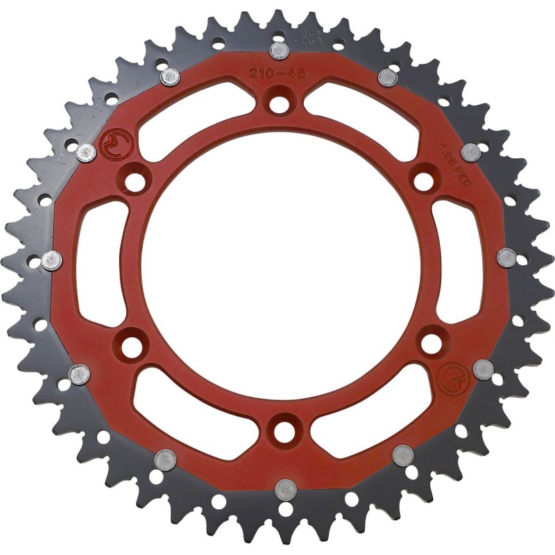 Corona bimaterial de aluminio y acero 48 dientes paso 520 roja Moose Racing - 1210-210-48-13X