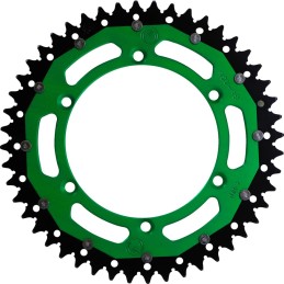 Corona bimaterial de aluminio y acero 48 dientes paso 520 verde Moose Racing