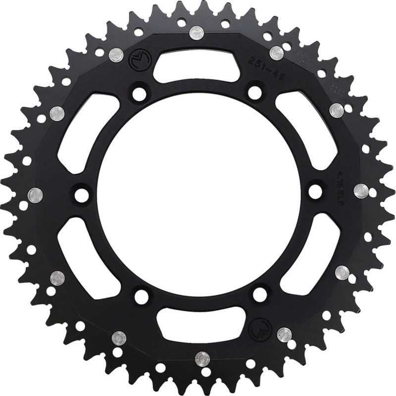 Corona bimaterial de aluminio y acero 49 dientes paso 520 negra Moose Racing - 1210-251-49-10X