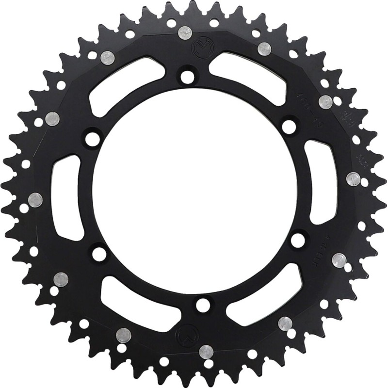 Corona bimaterial de aluminio y acero 49 dientes paso 520 negra Moose Racing - 1210-460-49-10X
