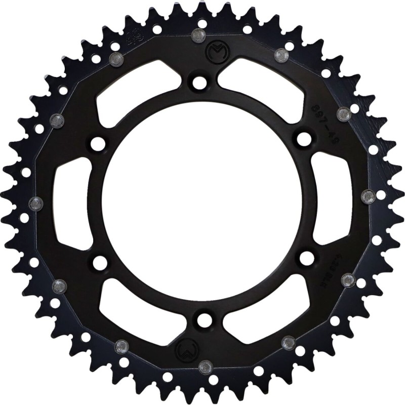 Corona bimaterial de aluminio y acero 49 dientes paso 520 negra Moose Racing - 1210-897-49-10X