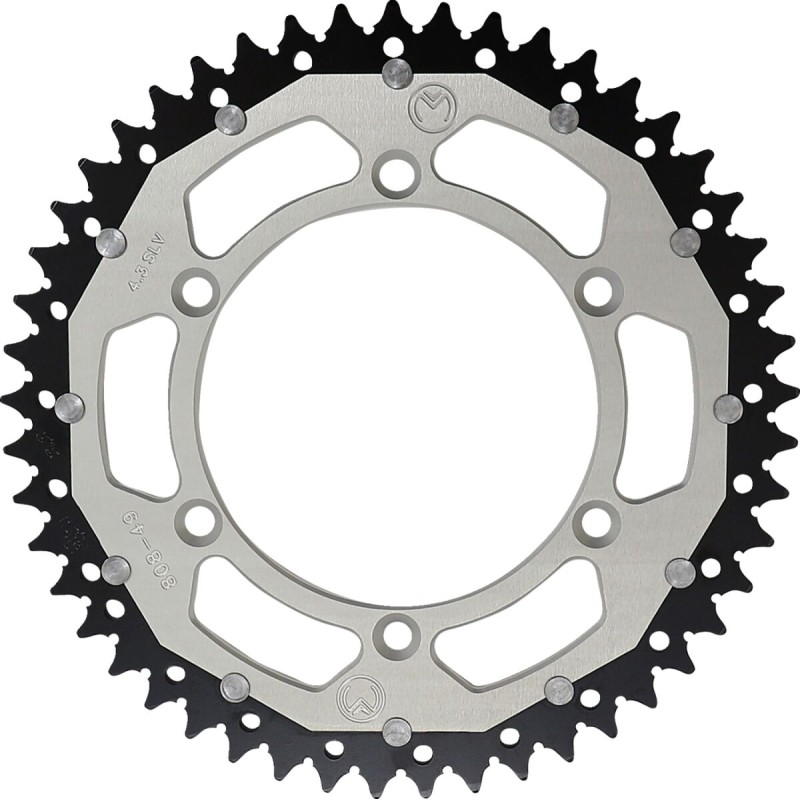 Corona bimaterial de aluminio y acero 49 dientes paso 520 plateada Moose Racing - 1210-808-49-11X