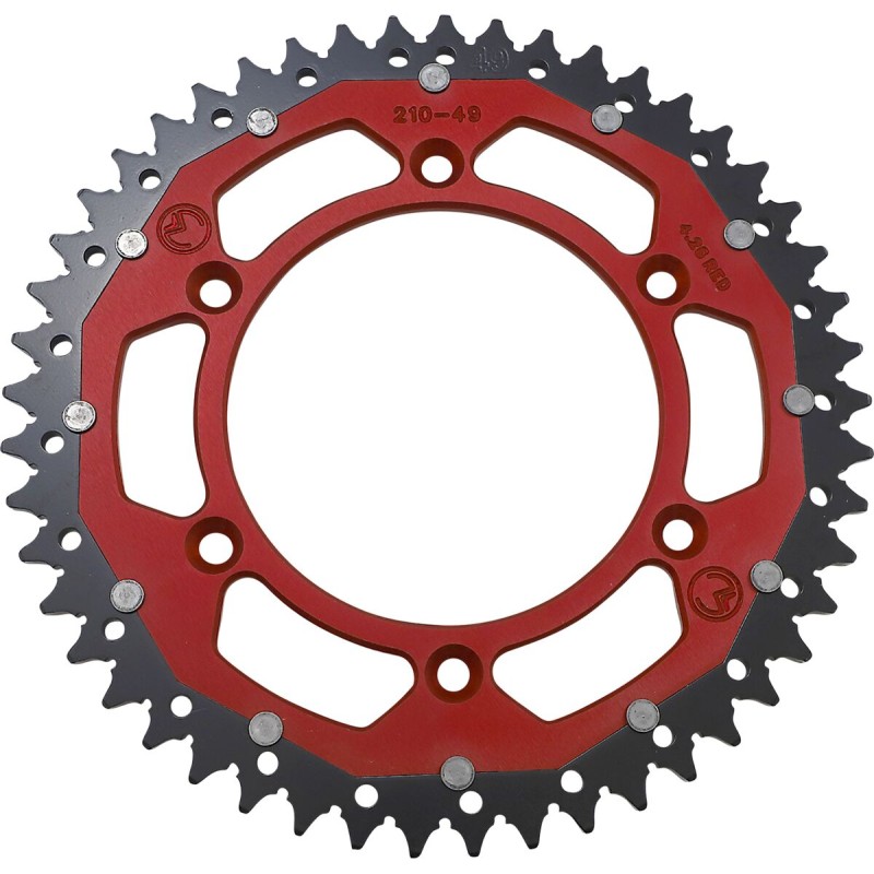 Corona bimaterial de aluminio y acero 49 dientes paso 520 roja Moose Racing - 1210-210-49-13X