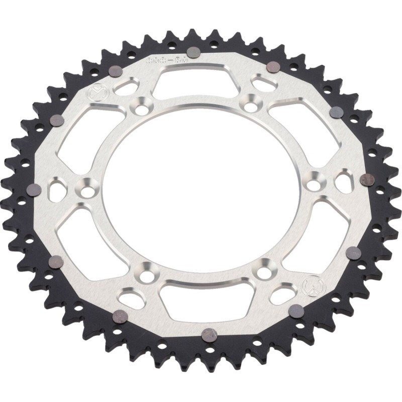 Corona bimaterial de aluminio y acero 50 dientes paso 520 plateada Moose Racing - 1210-808-50-11X