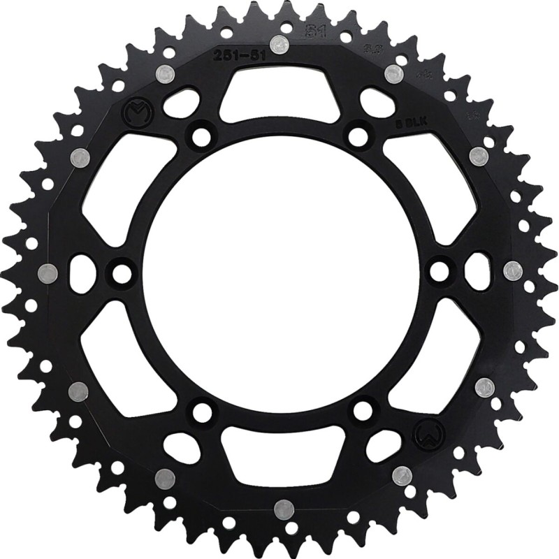 Corona bimaterial de aluminio y acero 51 dientes paso 520 negra Moose Racing - 1210-251-51-10X