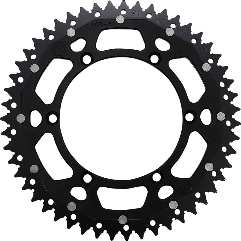 Corona bimaterial de aluminio y acero 51 dientes paso 520 negra Moose Racing - 1210-460-51-10X