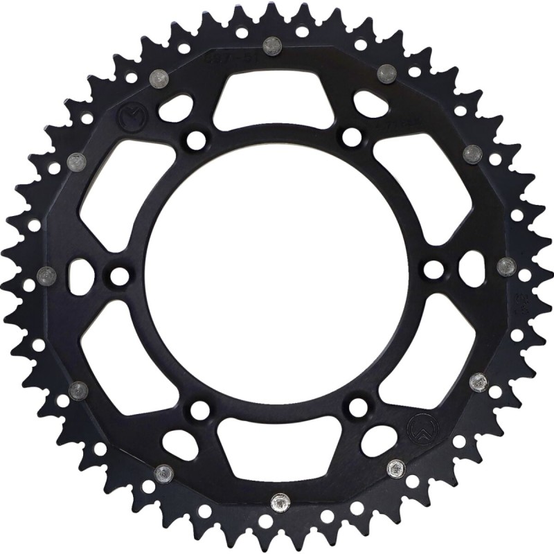 Corona bimaterial de aluminio y acero 51 dientes paso 520 negra Moose Racing - 1210-897-51-10X