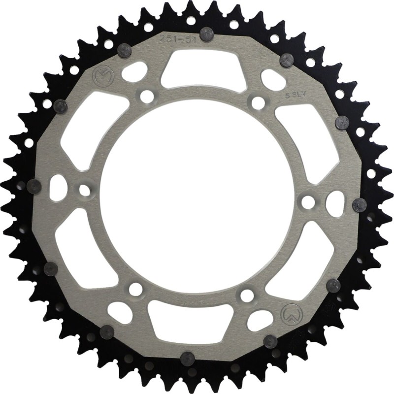 Corona bimaterial de aluminio y acero 51 dientes paso 520 plateada Moose Racing