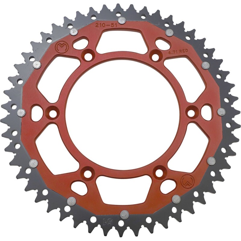Corona bimaterial de aluminio y acero 51 dientes paso 520 roja Moose Racing - 1210-210-51-13X