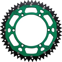 Corona bimaterial de aluminio y acero 51 dientes paso 520 verde Moose Racing