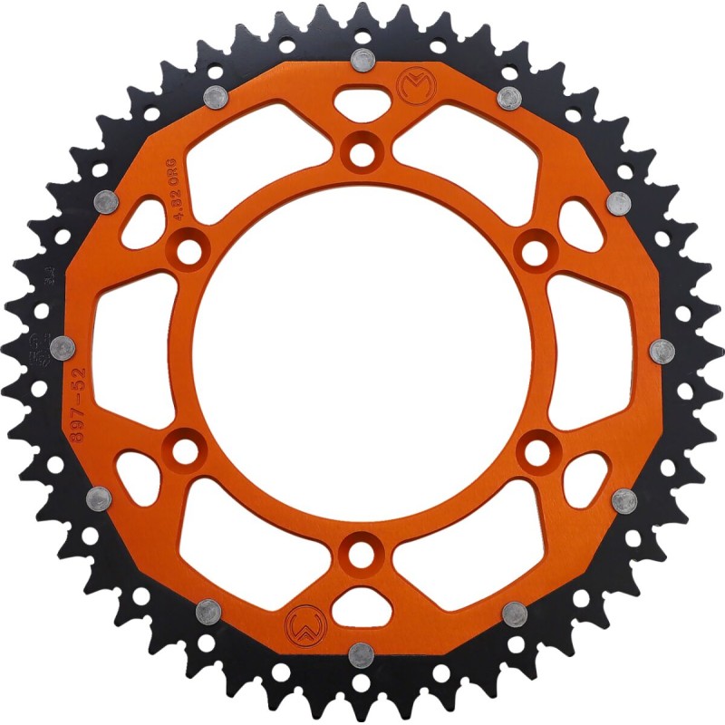 Corona bimaterial de aluminio y acero 52 dientes paso 520 naranja Moose Racing