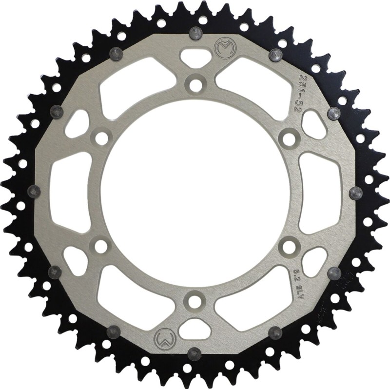 Corona bimaterial de aluminio y acero 52 dientes paso 520 plateada Moose Racing - 1210-251-52-11X