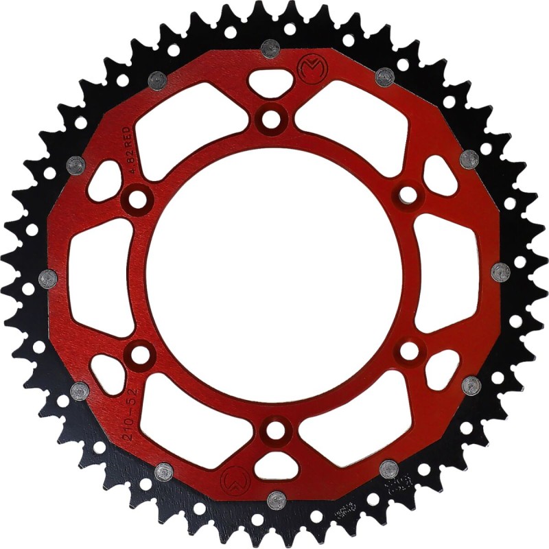 Corona bimaterial de aluminio y acero 52 dientes paso 520 roja Moose Racing - 1210-210-52-13X