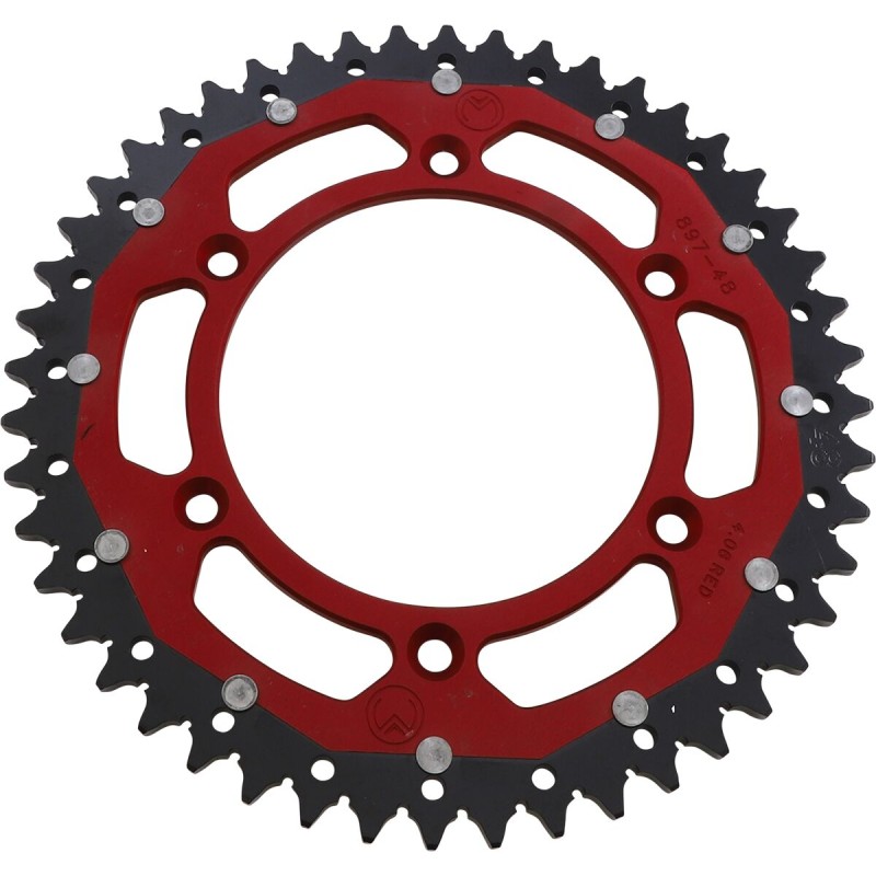 Corona bimaterial de aluminio y acero 48 dientes paso 520 roja Moose Racing - 1210-897-48-13X