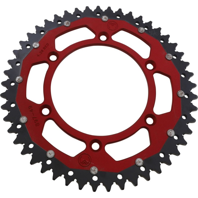 Corona bimaterial de aluminio y acero 49 dientes paso 520 roja Moose Racing - 1210-897-49-13X