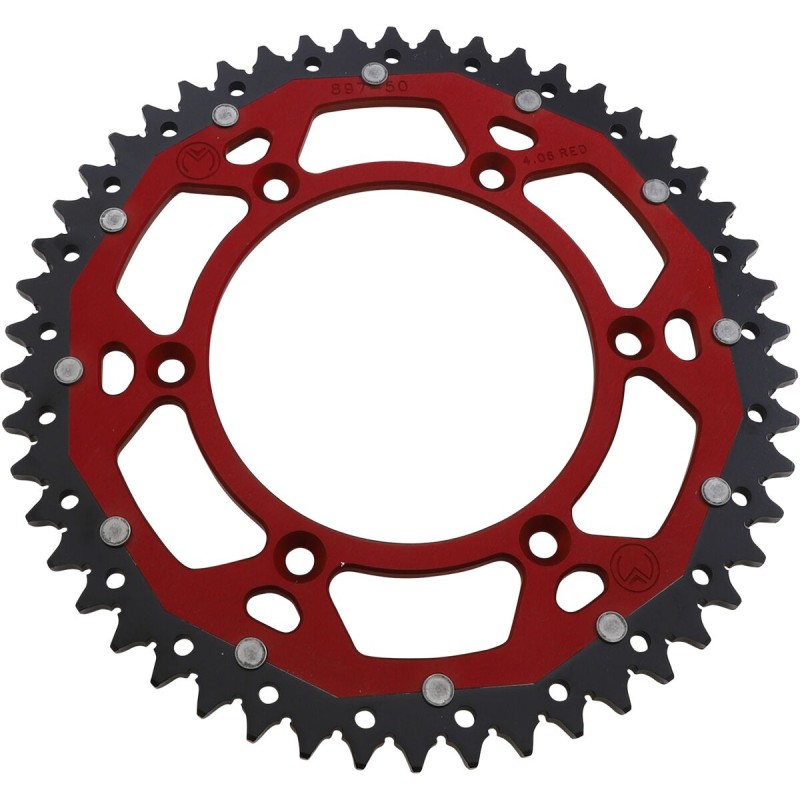 Corona bimaterial de aluminio y acero 50 dientes paso 520 roja Moose Racing - 1210-897-50-13X