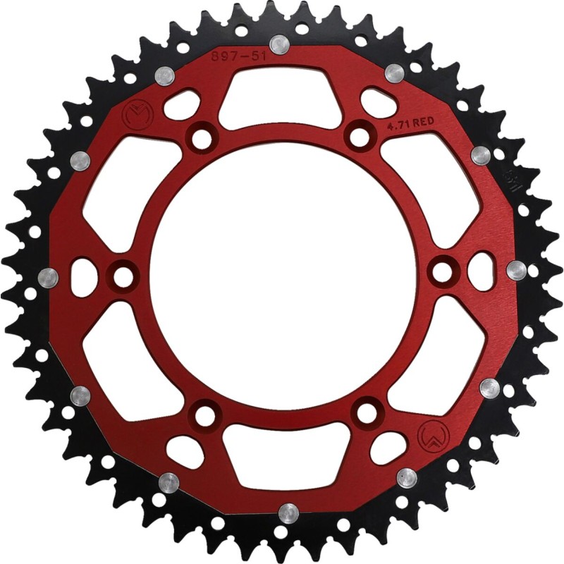 Corona bimaterial de aluminio y acero 51 dientes paso 520 roja Moose Racing - 1210-897-51-13X