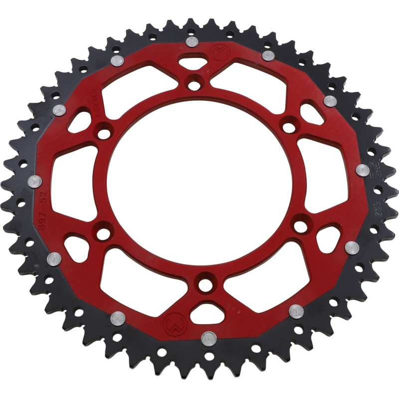 Corona bimaterial de aluminio y acero 52 dientes paso 520 roja Moose Racing - 1210-897-52-13X