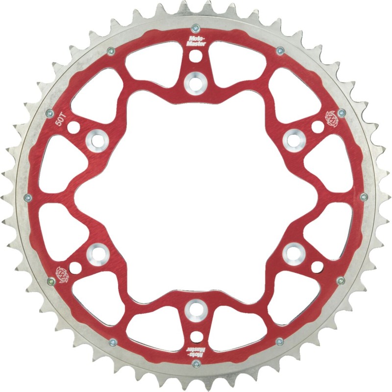 Corona de aluminio 49 dientes paso 428 roja Moto-Master