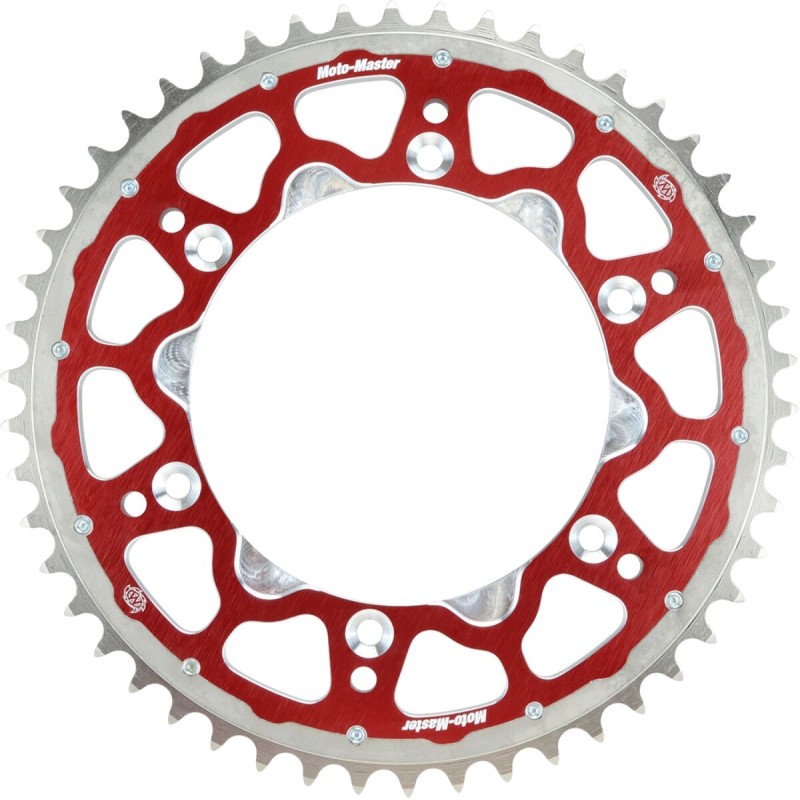 Corona de aluminio 51 dientes paso 520 roja Moto-Master - 620123351