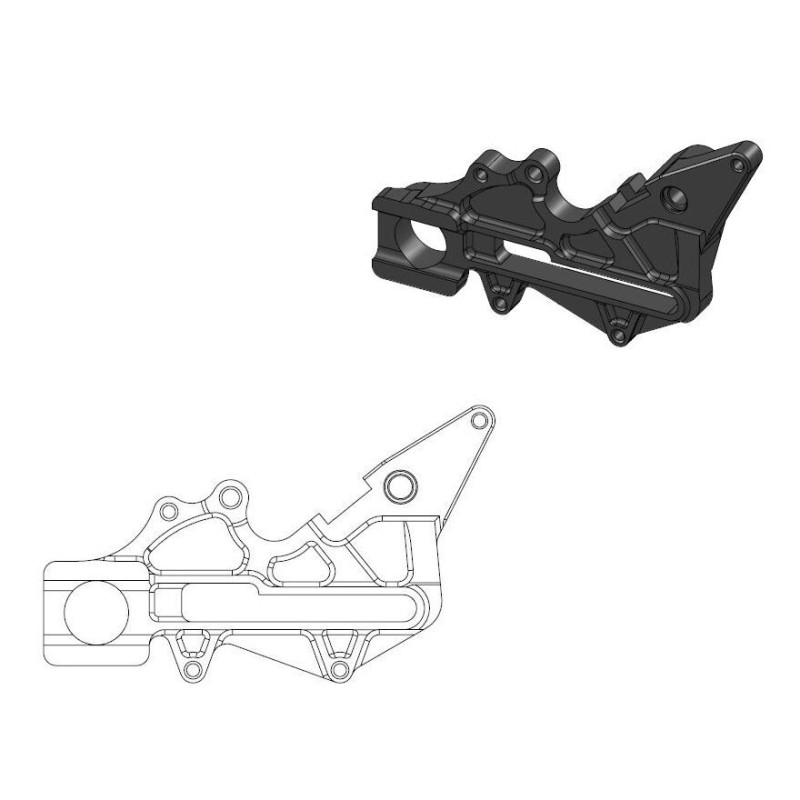 Soporte de reubicación de pinza de freno Moto-Master para disco de 220 mm negro