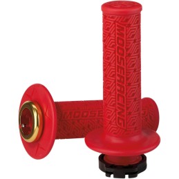 Puños lock-on Moose Racing rojo/dorado