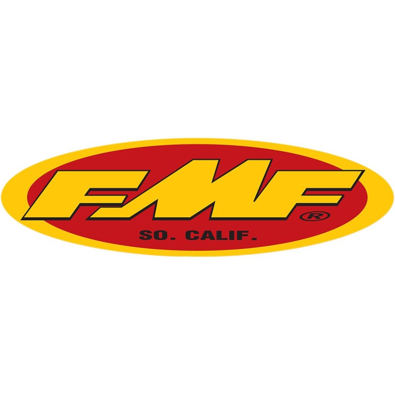 Adhesivo ovalado promocional 12,7 cm FMF amarillo y rojo