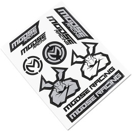 Hoja de adhesivos Moose Racing negro y plata
