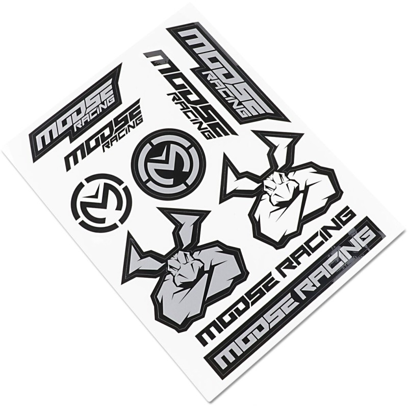 Hoja de adhesivos Moose Racing negro y plata