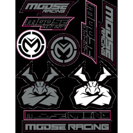 Hoja de adhesivos Moose Racing negro y plata