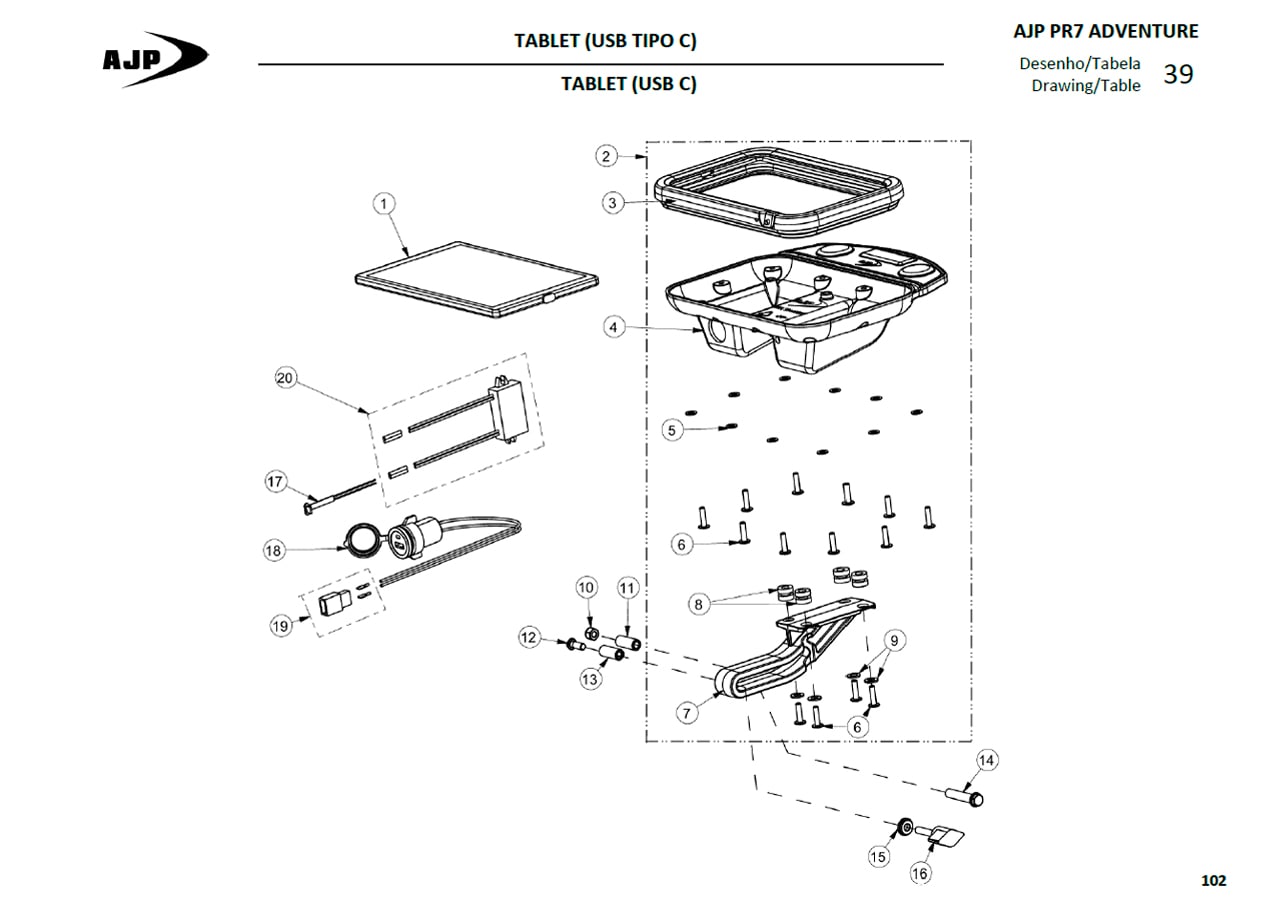Hoja del despiece · TABLET (USB C) AJP PR7 (Tabla 39)