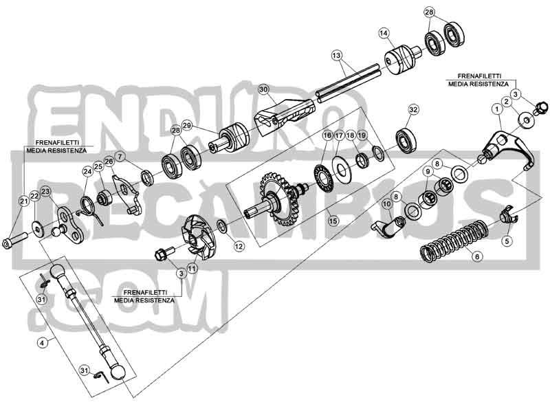 Hoja del despiece · SISTEMA ENFRIAMIENTO 125-200-RACING 2T 22
