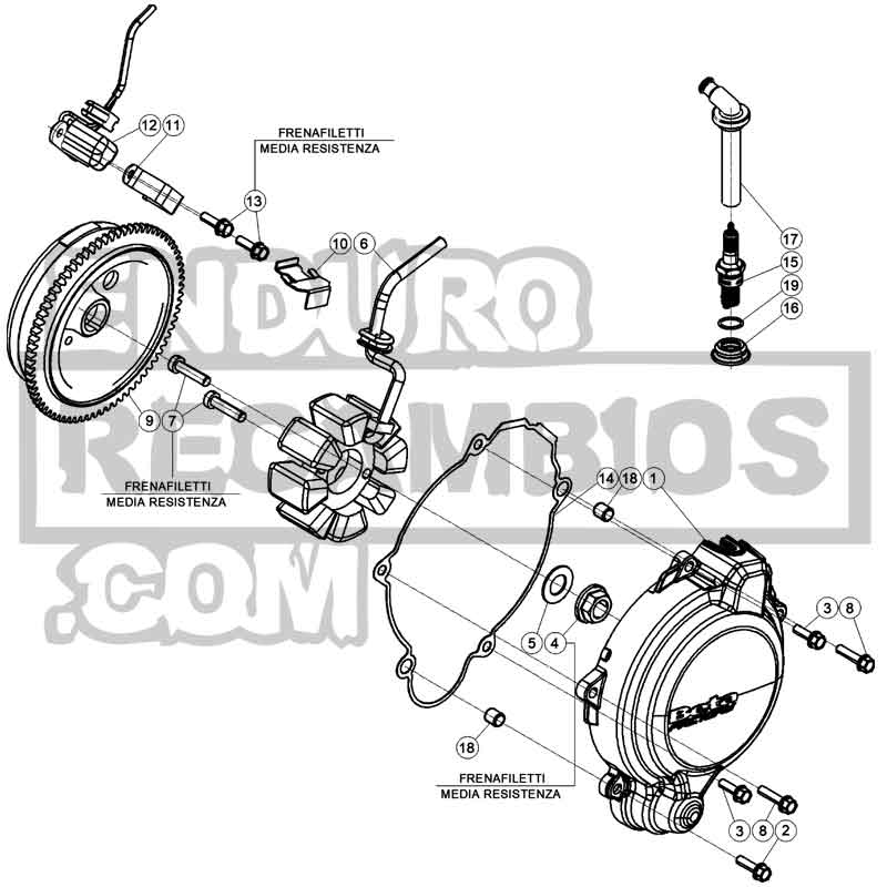Hoja del despiece · ARRANQUE ELECTRICO 125-200-RACING 2T 22