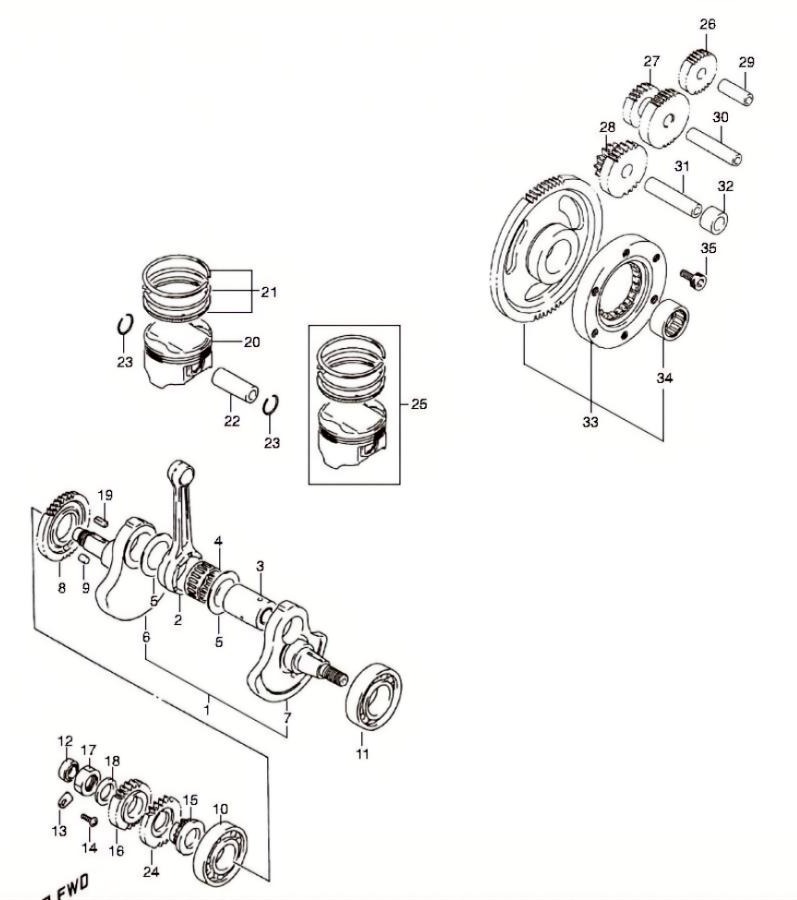Hoja del despiece · CIGUEÑAL-PISTON