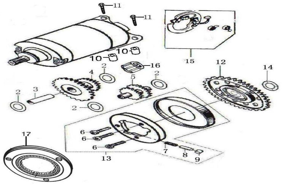 Hoja del despiece · MOTOR DE ARRANQUE AJP PR3 13-20 (Tabla 15)