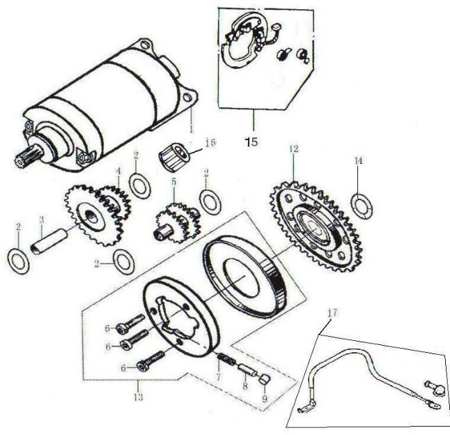 Hoja del despiece · MOTOR DE ARRANQUE AJP PR4 08-12 (Tabla 14)