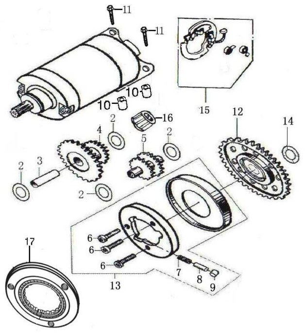 Hoja del despiece · MOTOR DE ARRANQUE AJP PR4 13-20 (Tabla 14)