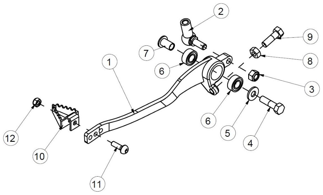 Hoja del despiece · PEDAL DE FRENO AJP PR5 LC (Tabla 30)
