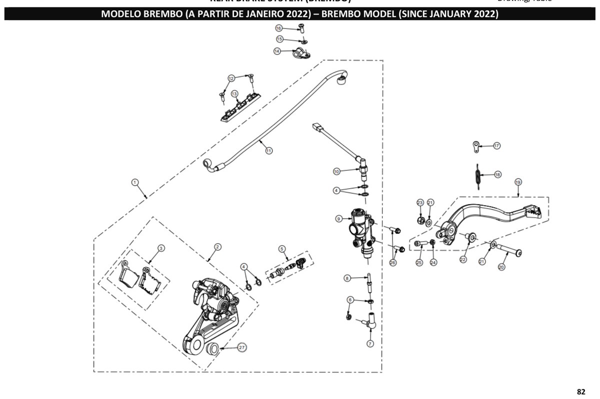 Hoja del despiece · FRENO TRASERO (BREMBO) AJP SPR 250 (Tabla 31)