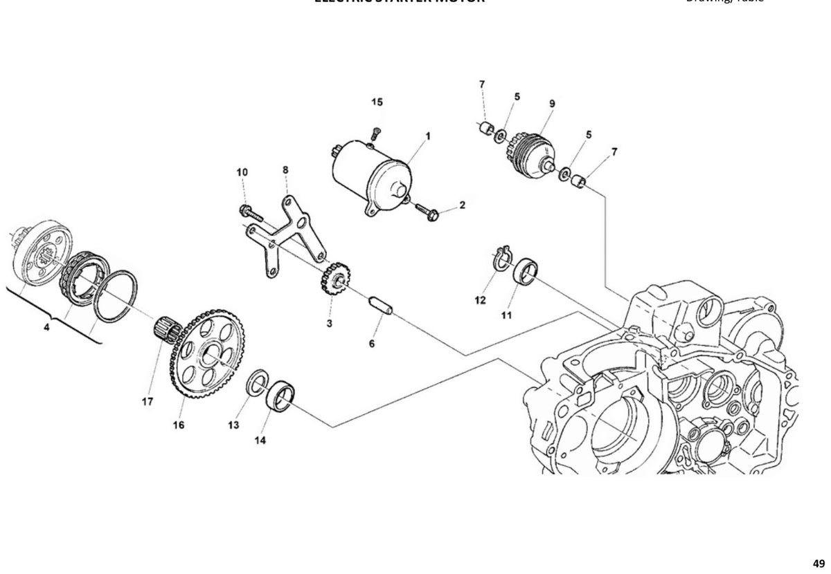 Hoja del despiece · MOTOR DE ARRANQUE AJP SPR 310/510 (Tabla 13)