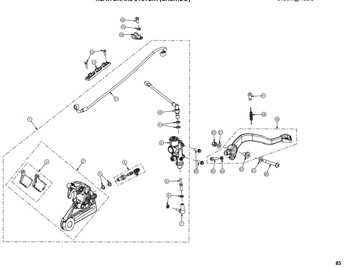 Hoja del despiece · FRENO TRASERO (BREMBO) AJP SPR 310/510 (Tabla 29)