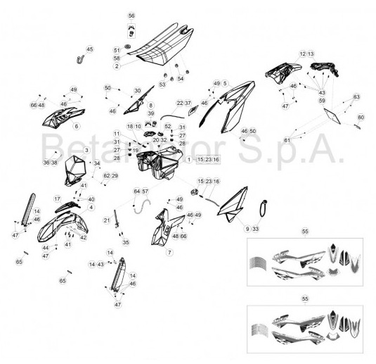 Hoja del despiece · Plastica (bastidor 0101751-0102999)