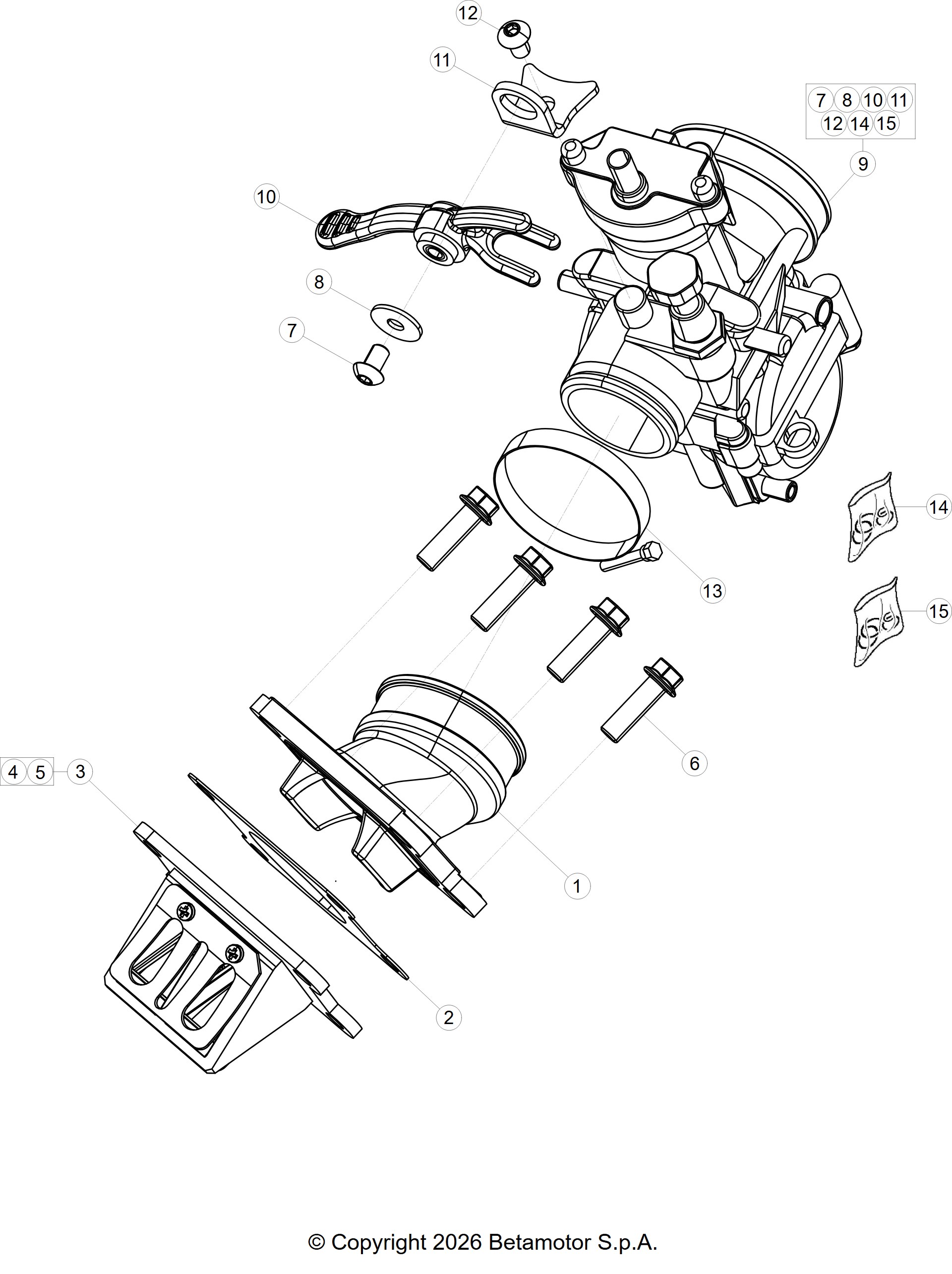 Hoja del despiece · Carburador 125